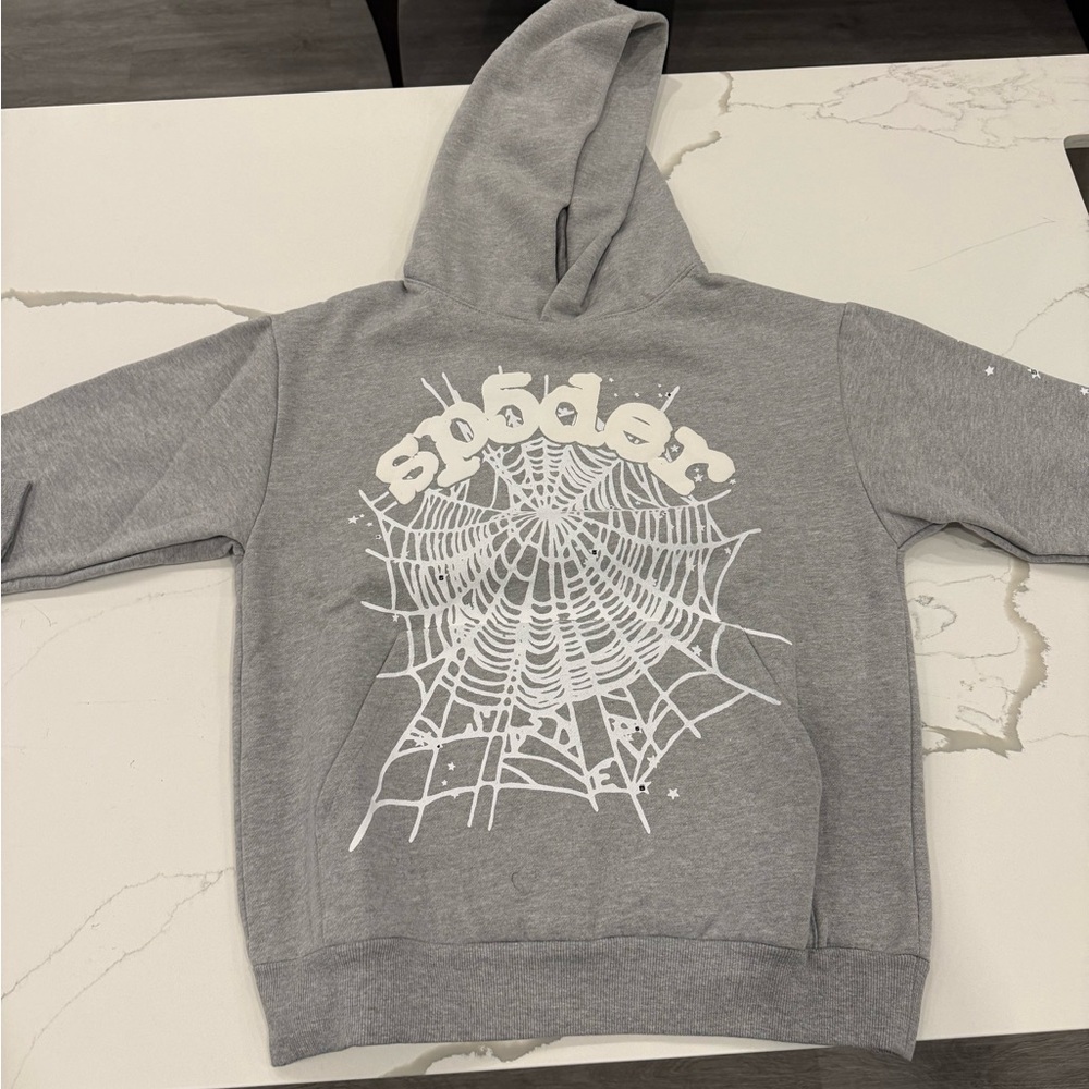 Gray Spider Web Hoodie
